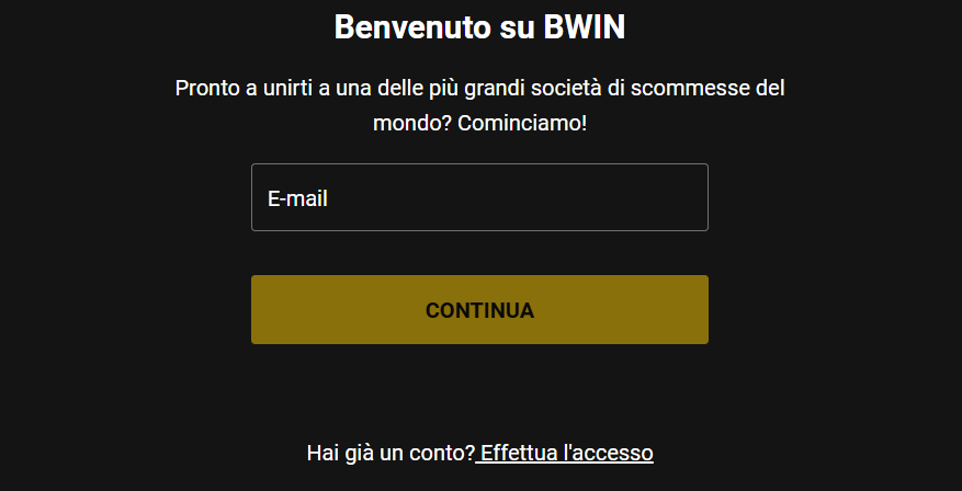 Bwin benvenuto